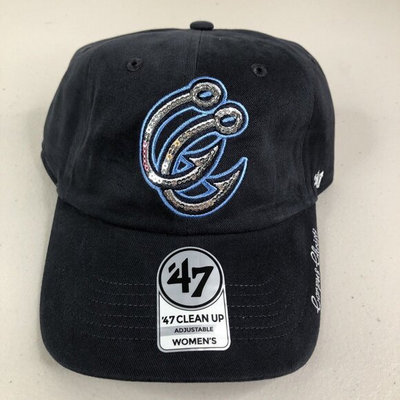 Corpus Christi Hooks Hat Cap Navy Sparkle Logo Womens 47 Clean Up MiLB New NWT - Picture 2 of 12